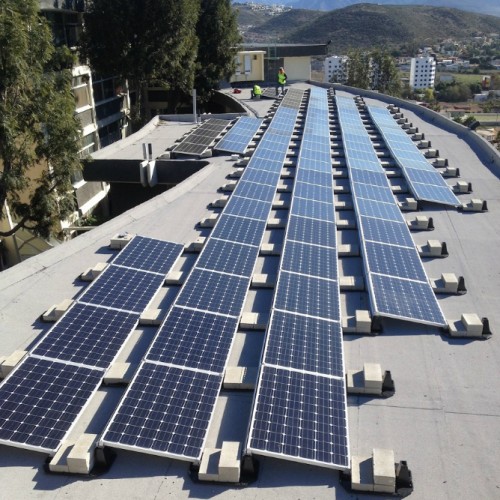 屋上バラストマウント太陽光発電構造