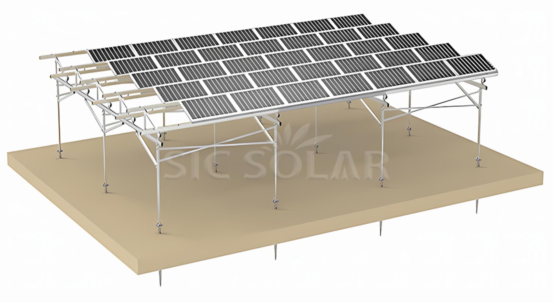 Dual tilt solar farm mounting