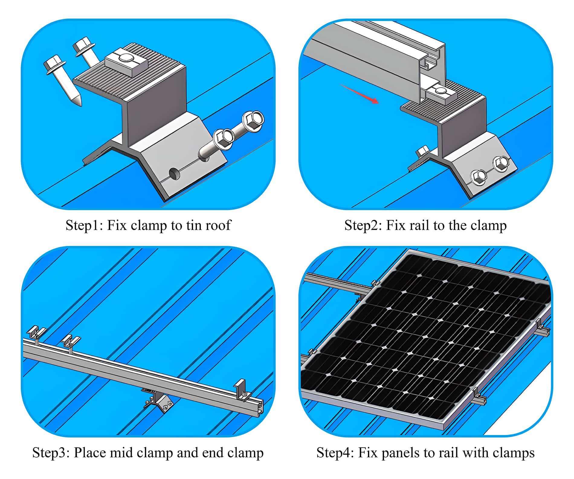 Trapezoidal Metal Roof Solar Panel Clamps