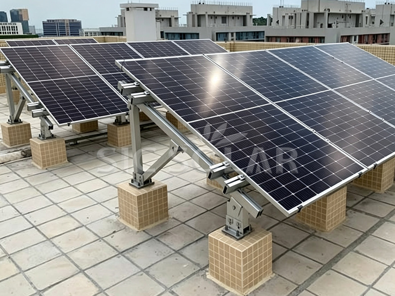 マカオ、中国の50KWフラット屋根PV取り付けシステム
