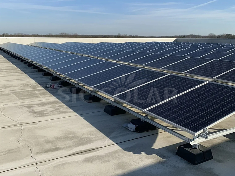 200KW Flat Roof Concrete Solar Mounting System In USA